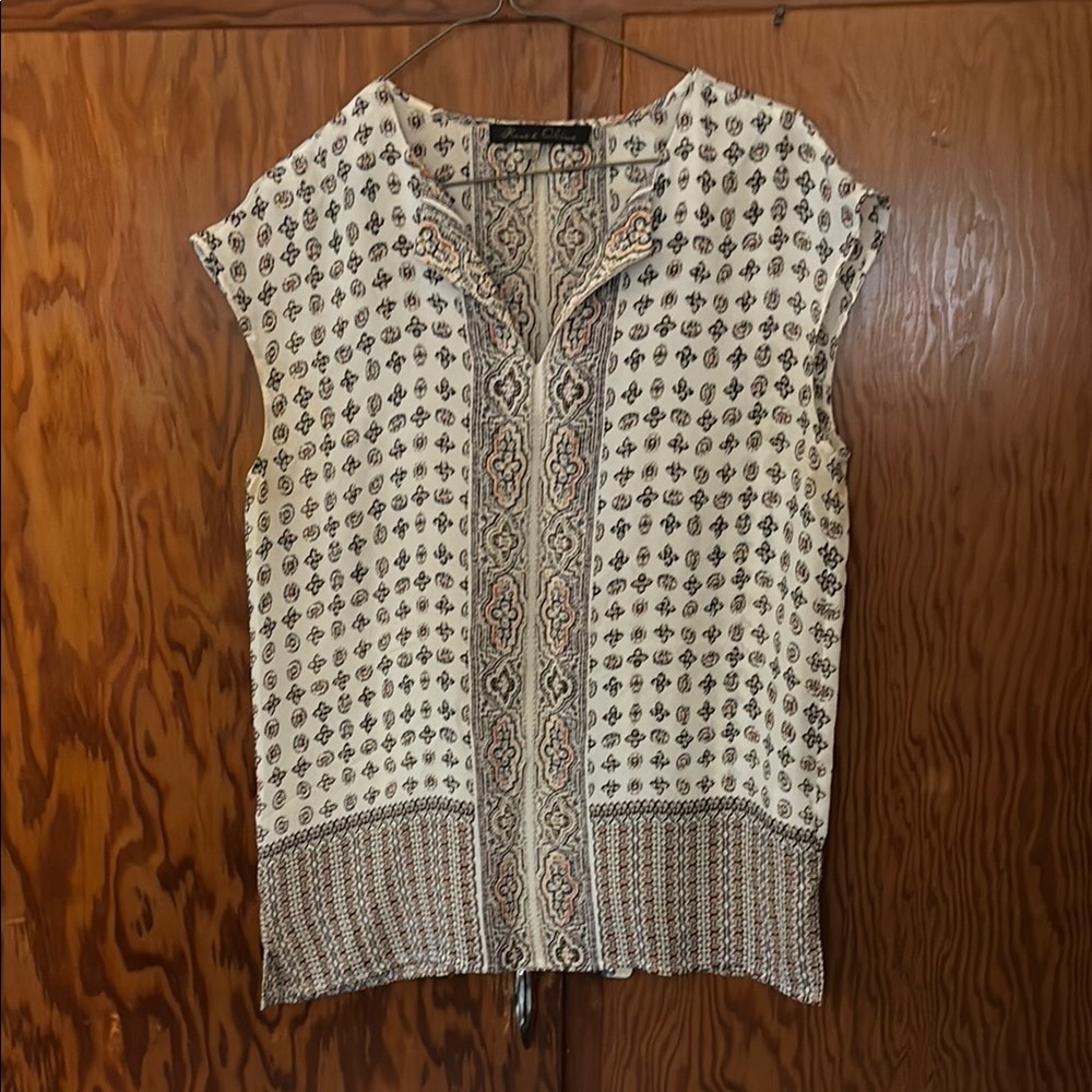Lucky Brand Beige Patterned Blouse